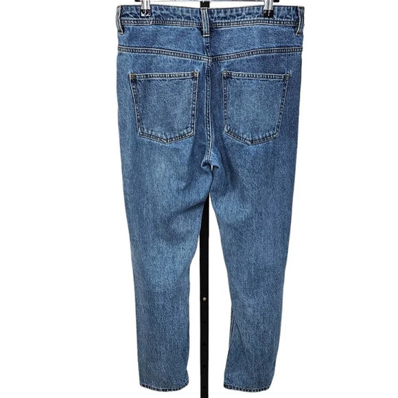 Oak + Fort Womens High Rise Straight Leg Distressed Jeans  Blue Size 29 - Picture 7 of 8